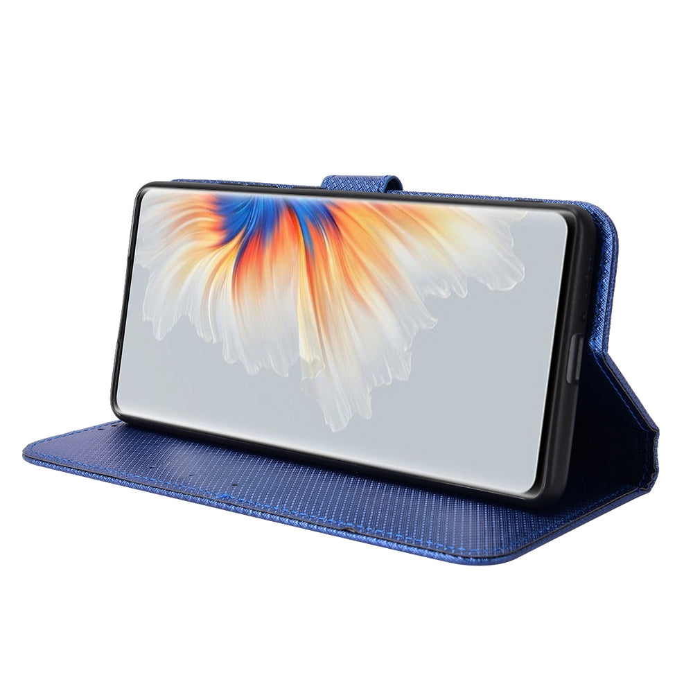 For Xiaomi Mix 4 Flip Wallet Case Horizontal Viewing Stand Diamond Texture PU Leather Protective Cover with Strap