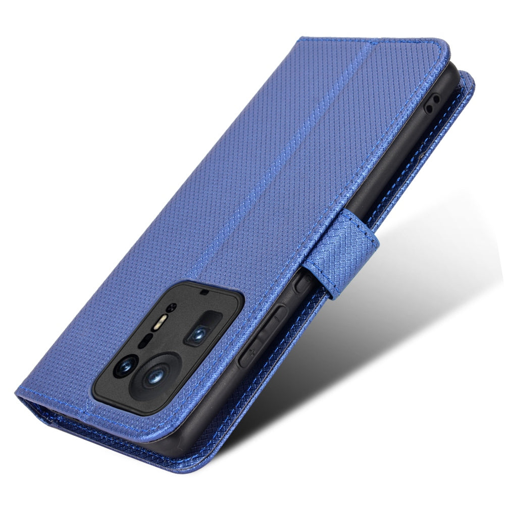 For Xiaomi Mix 4 Flip Wallet Case Horizontal Viewing Stand Diamond Texture PU Leather Protective Cover with Strap