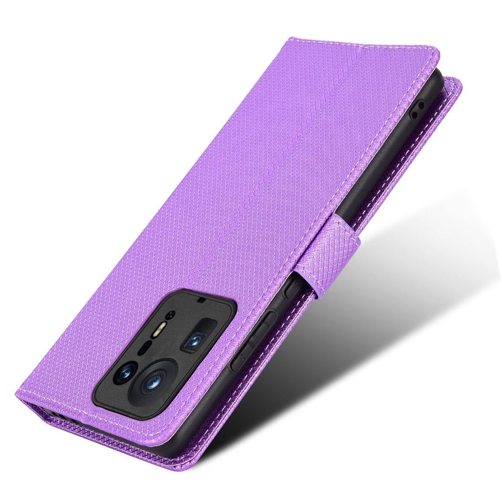 For Xiaomi Mix 4 Flip Wallet Case Horizontal Viewing Stand Diamond Texture PU Leather Protective Cover with Strap
