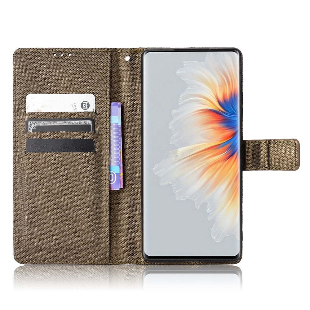 For Xiaomi Mix 4 Flip Wallet Case Horizontal Viewing Stand Diamond Texture PU Leather Protective Cover with Strap