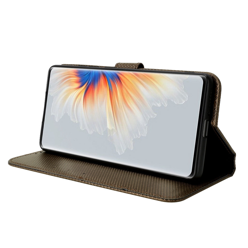 For Xiaomi Mix 4 Flip Wallet Case Horizontal Viewing Stand Diamond Texture PU Leather Protective Cover with Strap