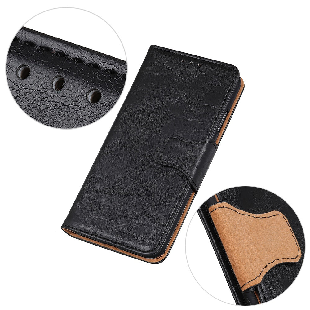 For Xiaomi Redmi 10A Crazy Horse Texture Anti-drop Split Leather Shell Wallet Stand Function Cell Phone Case