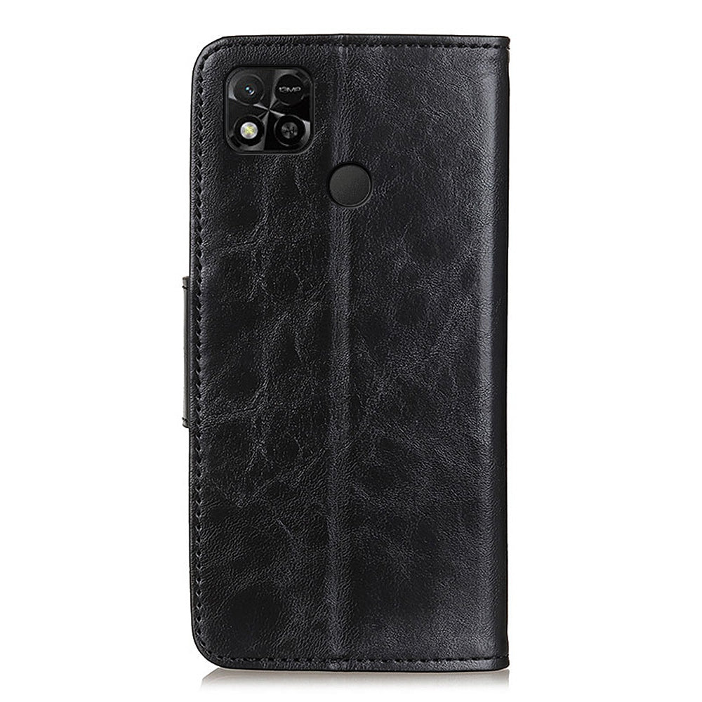 For Xiaomi Redmi 10A Crazy Horse Texture Anti-drop Split Leather Shell Wallet Stand Function Cell Phone Case