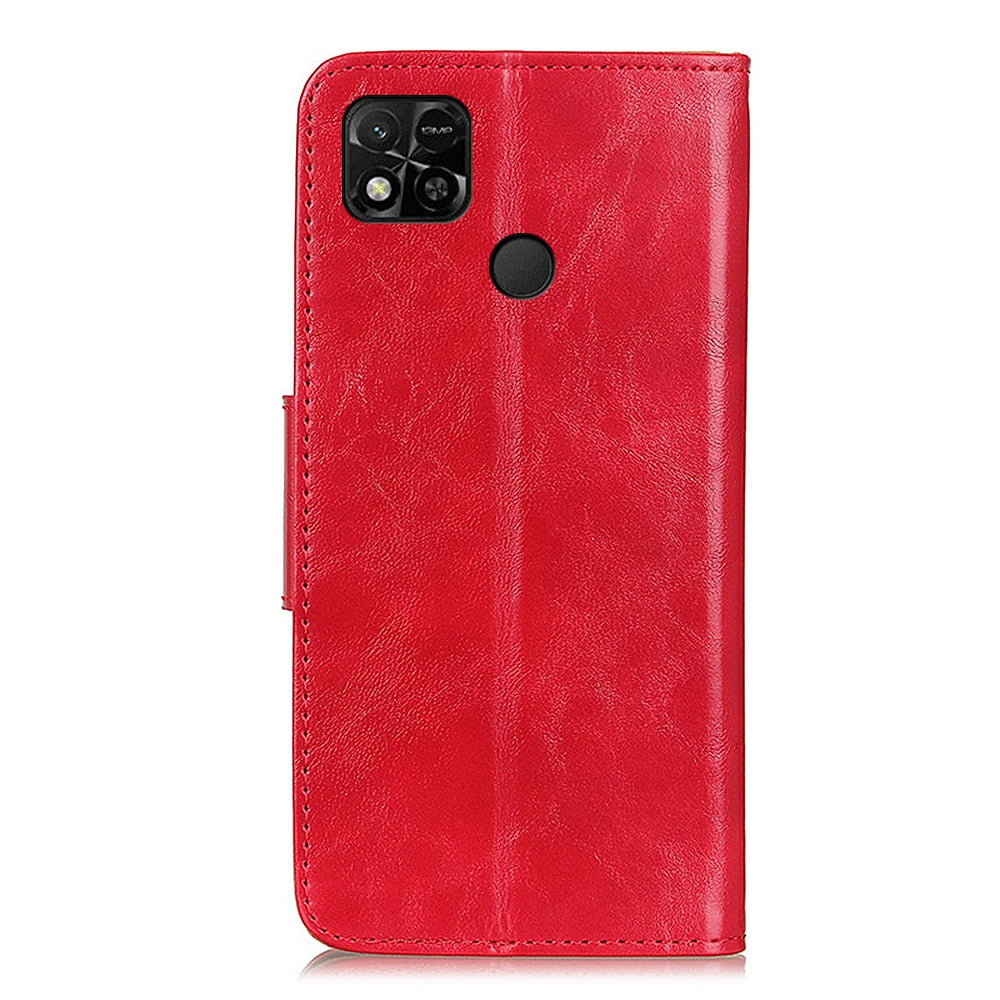 For Xiaomi Redmi 10A Crazy Horse Texture Anti-drop Split Leather Shell Wallet Stand Function Cell Phone Case