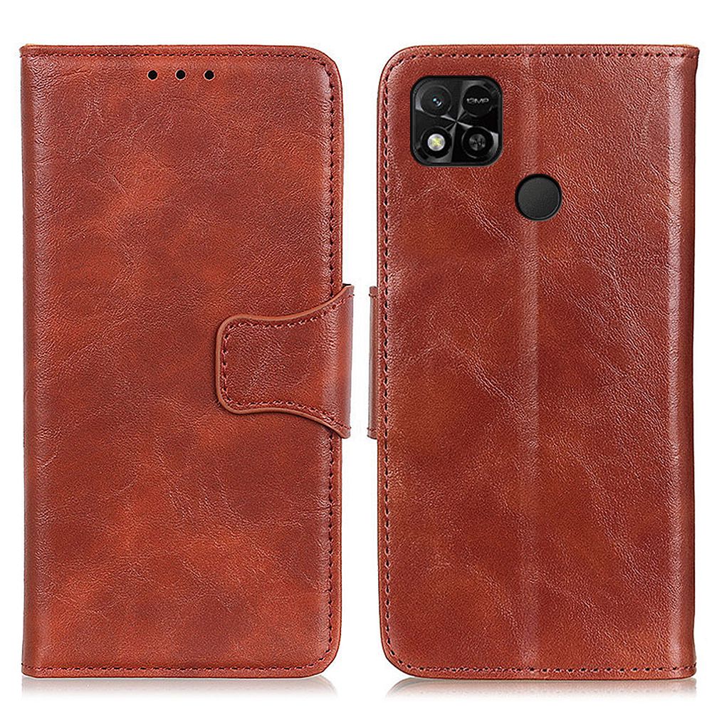 For Xiaomi Redmi 10A Crazy Horse Texture Anti-drop Split Leather Shell Wallet Stand Function Cell Phone Case