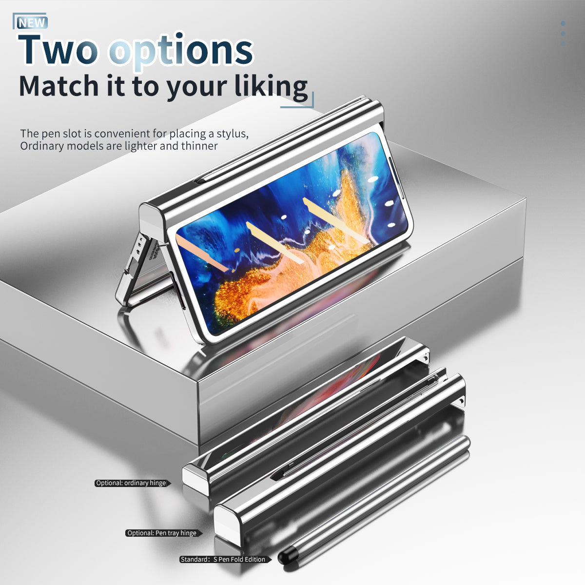 For Xiaomi Mi Mix Fold Electroplating Hard PC Folding Phone Case Pen Slot Hinge Protective Cover with Tempered Glass Film and Stylus Pen