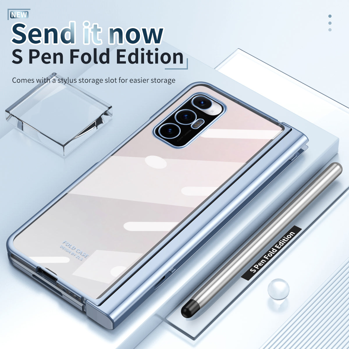 For Xiaomi Mi Mix Fold Electroplating Hard PC Folding Phone Case Pen Slot Hinge Protective Cover with Tempered Glass Film and Stylus Pen