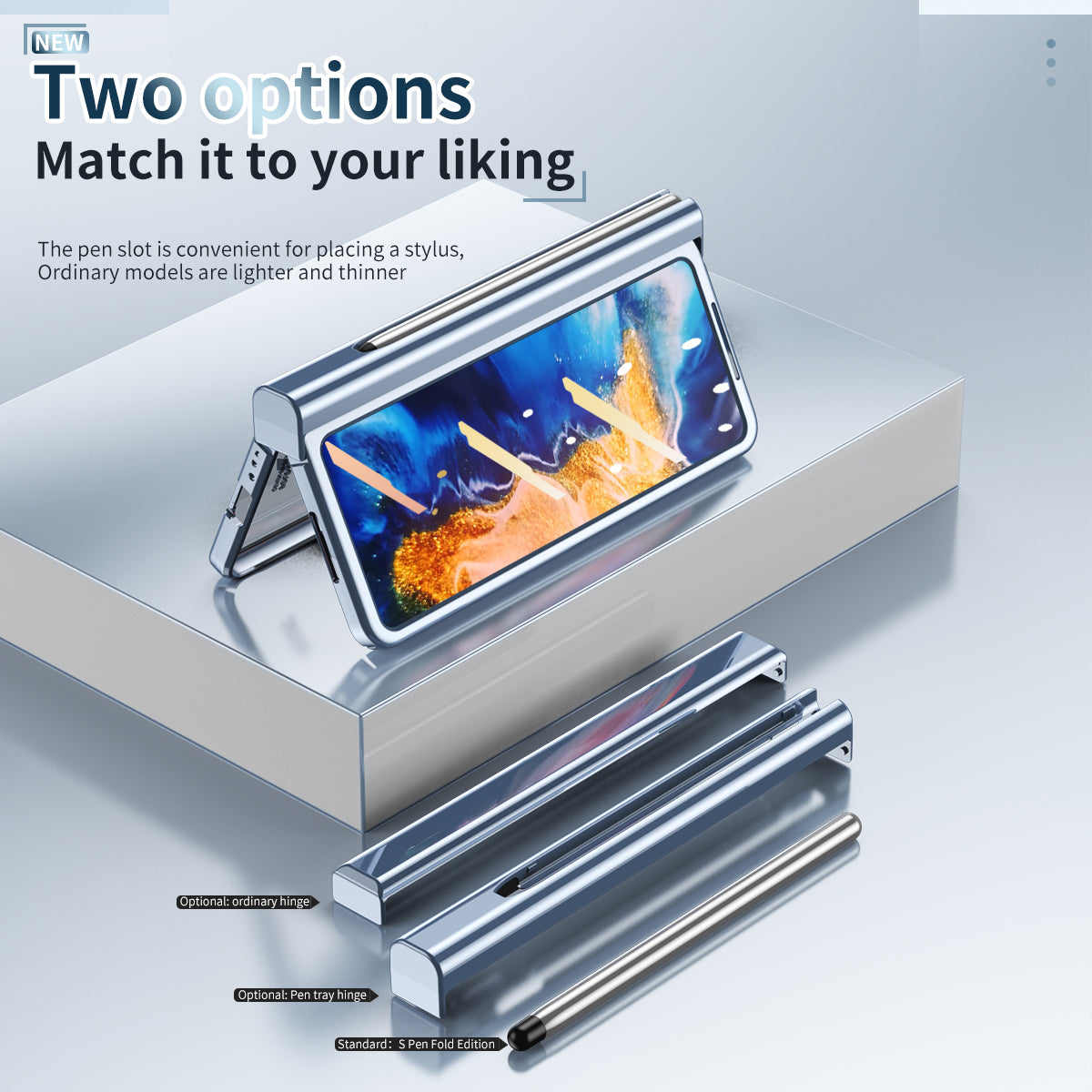 For Xiaomi Mi Mix Fold Electroplating Hard PC Folding Phone Case Pen Slot Hinge Protective Cover with Tempered Glass Film and Stylus Pen