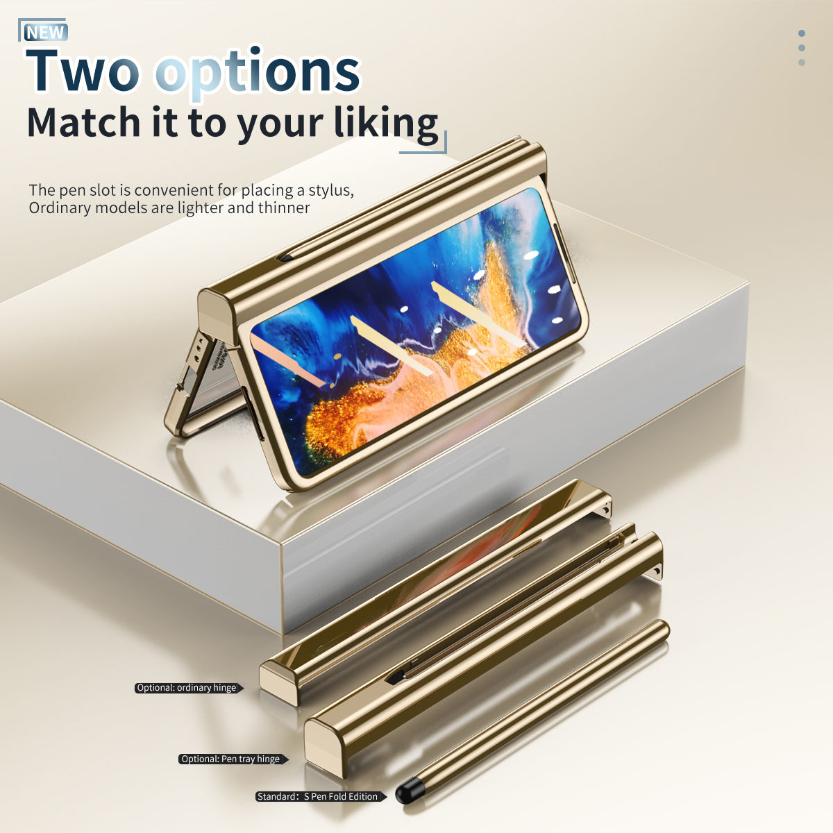 For Xiaomi Mi Mix Fold Electroplating Hard PC Folding Phone Case Pen Slot Hinge Protective Cover with Tempered Glass Film and Stylus Pen