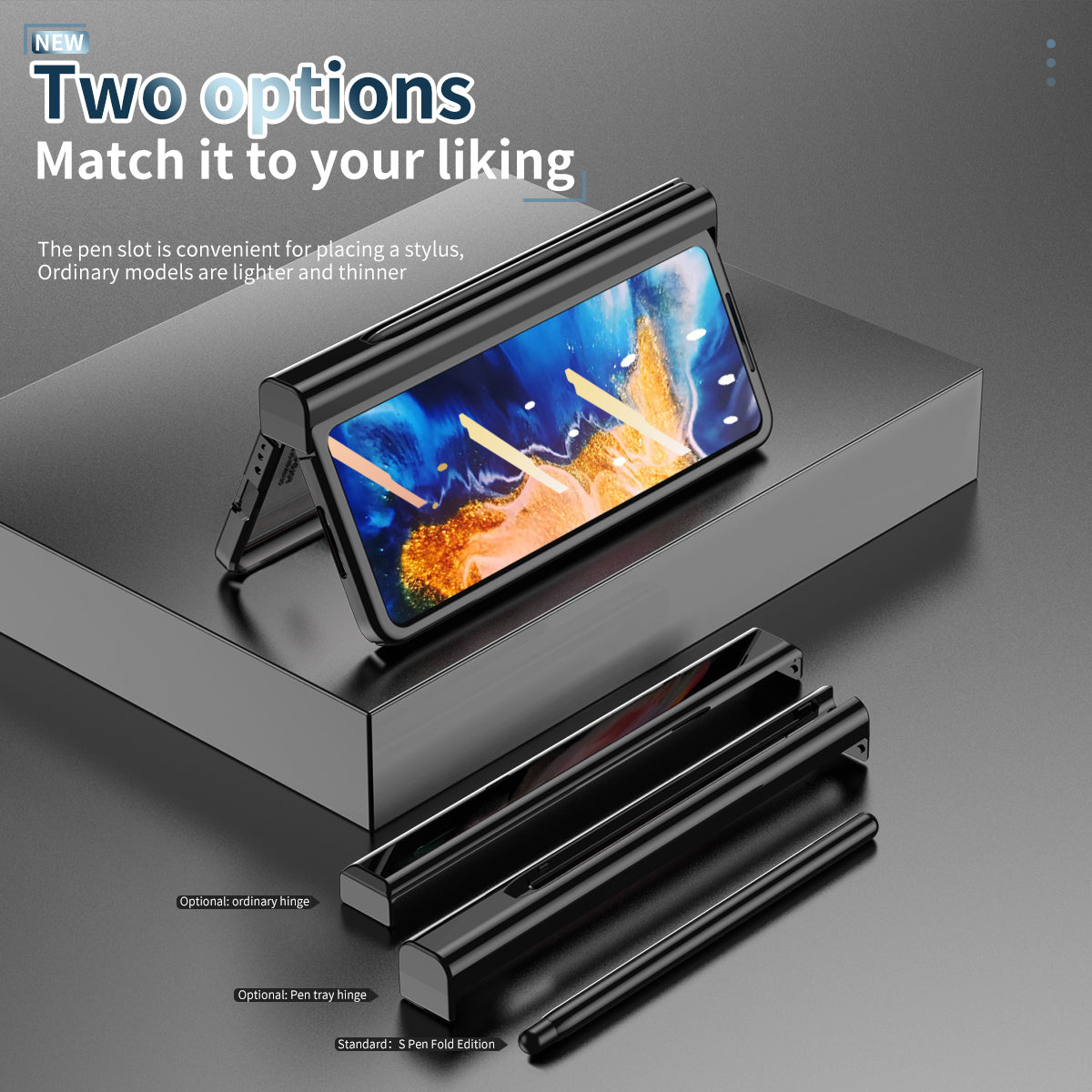 For Xiaomi Mi Mix Fold Electroplating Hard PC Folding Phone Case Pen Slot Hinge Protective Cover with Tempered Glass Film and Stylus Pen