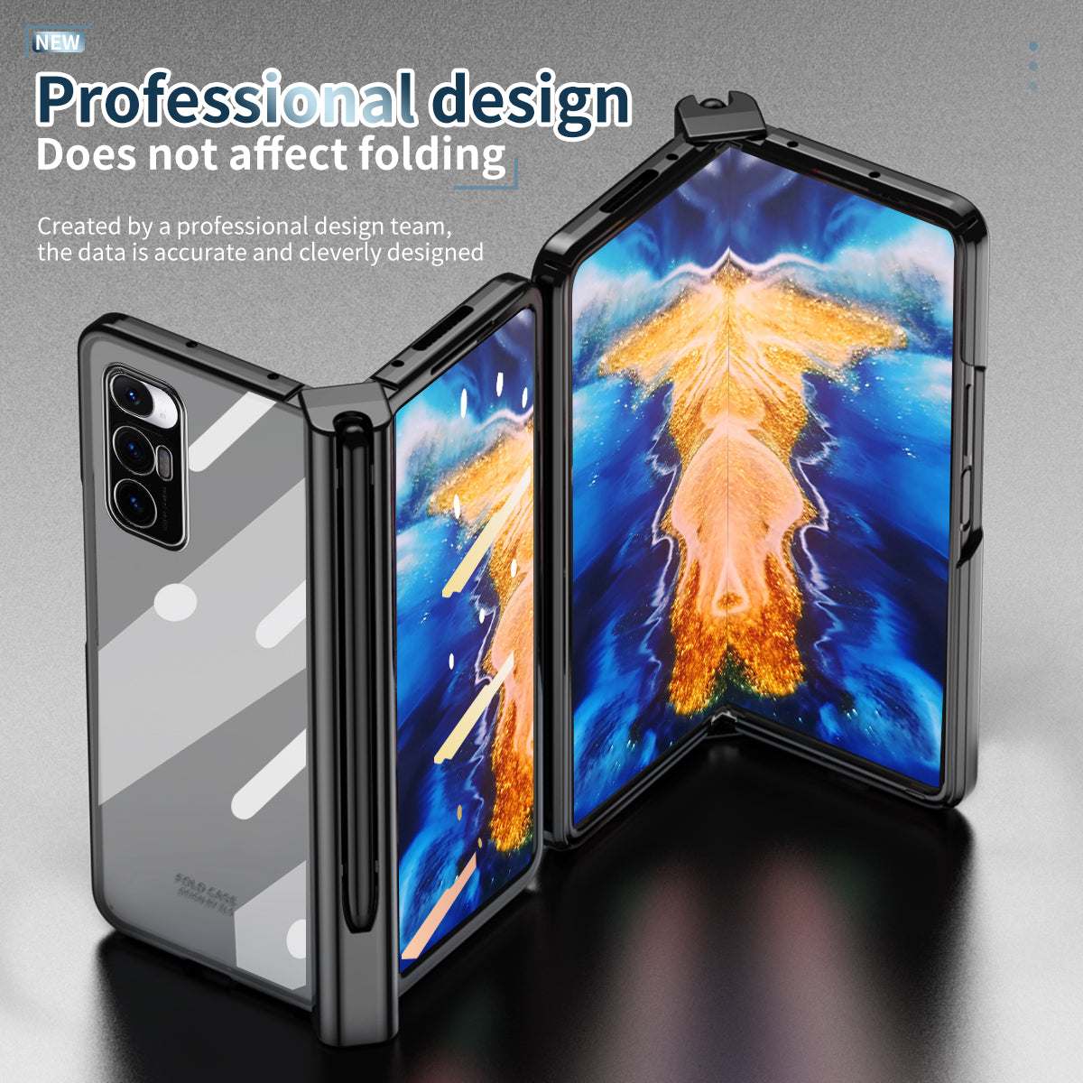 For Xiaomi Mi Mix Fold Electroplating Hard PC Folding Phone Case Pen Slot Hinge Protective Cover with Tempered Glass Film and Stylus Pen