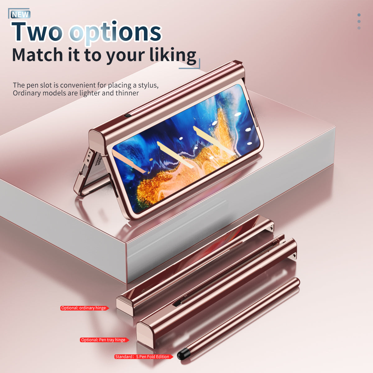 For Xiaomi Mi Mix Fold Electroplating Hard PC Folding Phone Case Pen Slot Hinge Protective Cover with Tempered Glass Film and Stylus Pen