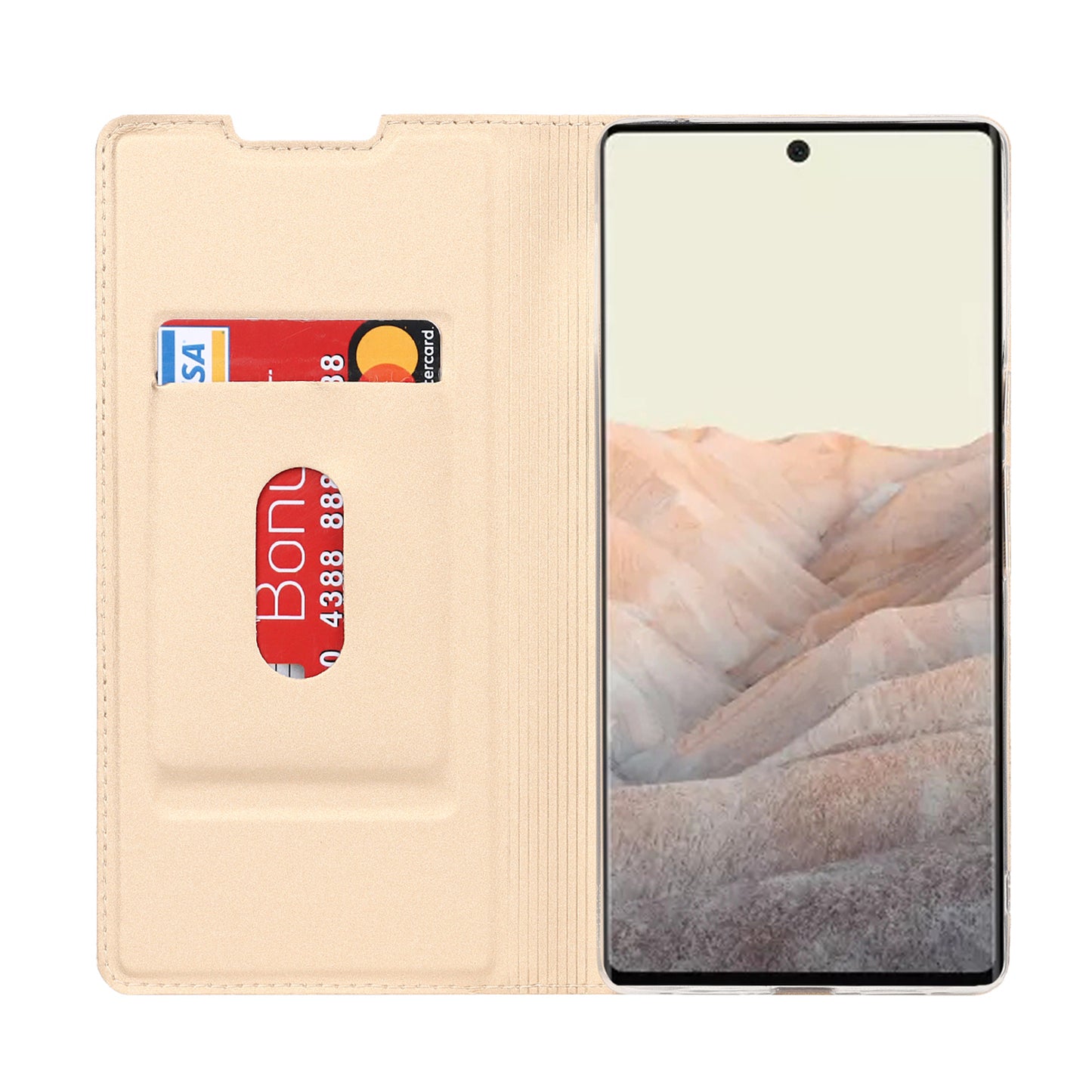 PU Leather Card Holder Design Light Slim Protective Phone Case with Stand for Google Pixel 6 Pro