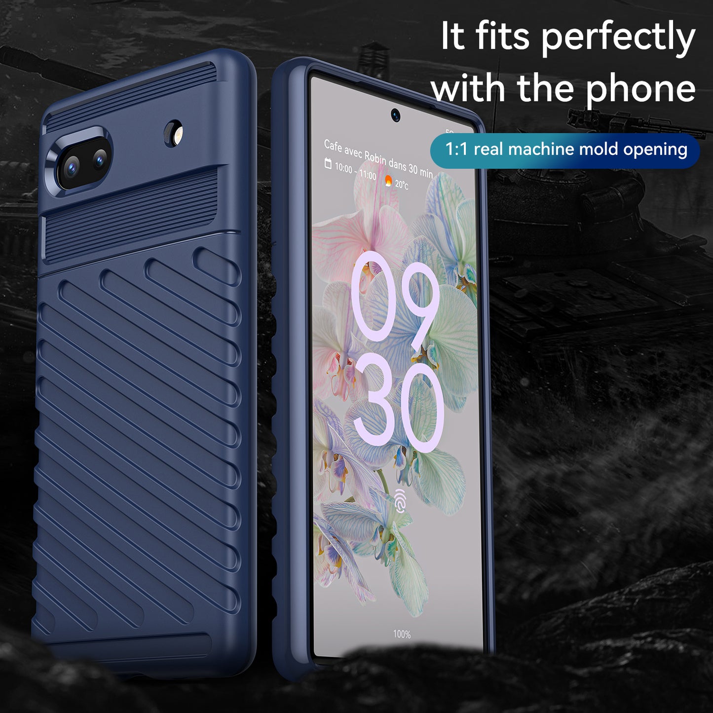 Thunder Series Twill Texture Thickened Smooth Flexible TPU Protective Phone Cover for Google Pixel 6a