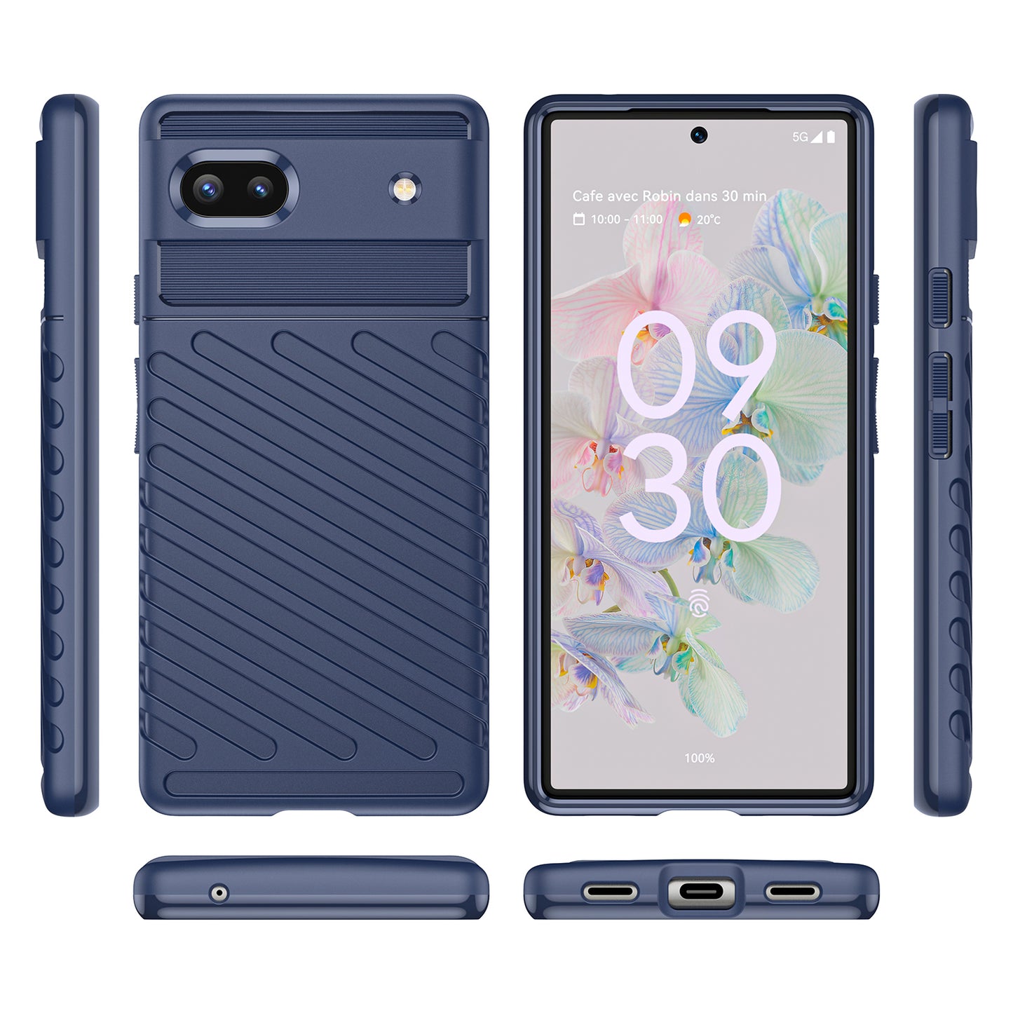 Thunder Series Twill Texture Thickened Smooth Flexible TPU Protective Phone Cover for Google Pixel 6a