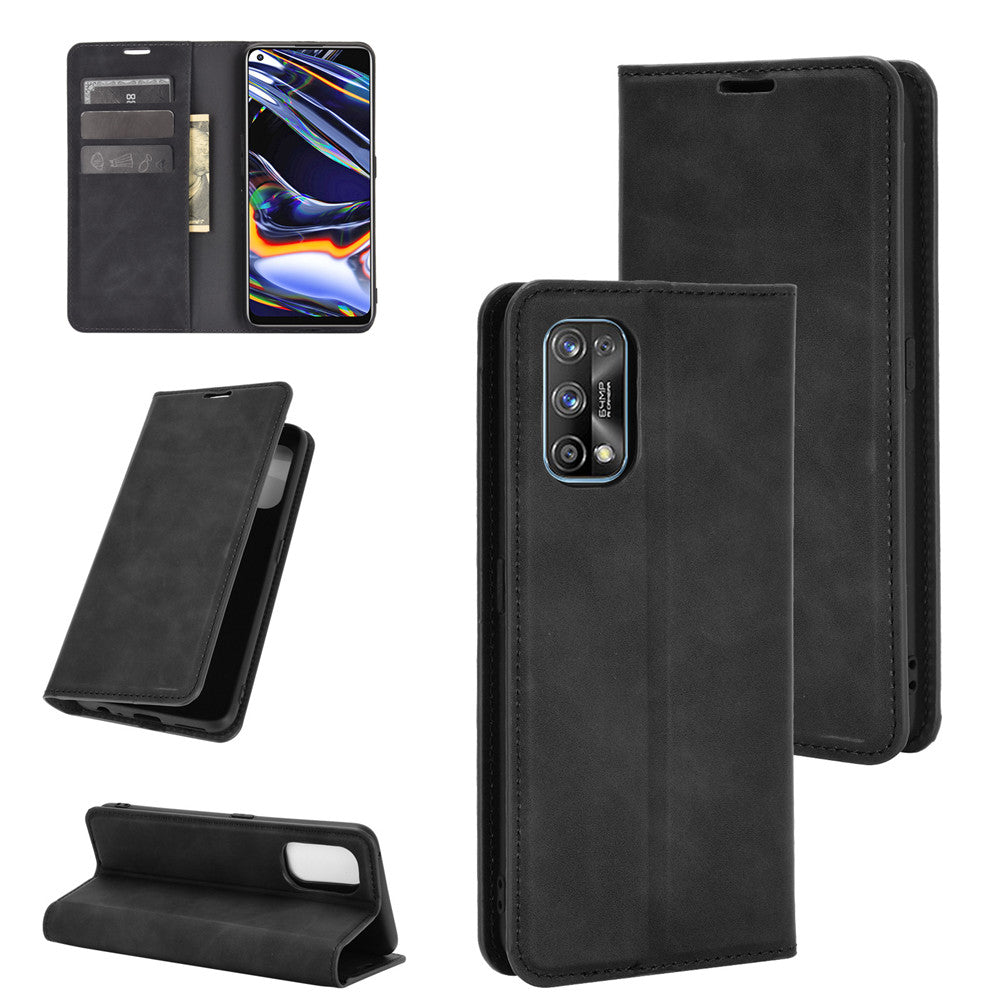 Strong Absorption Skin-Touch Leather Flip Phone Cover Case for Realme 7 Pro