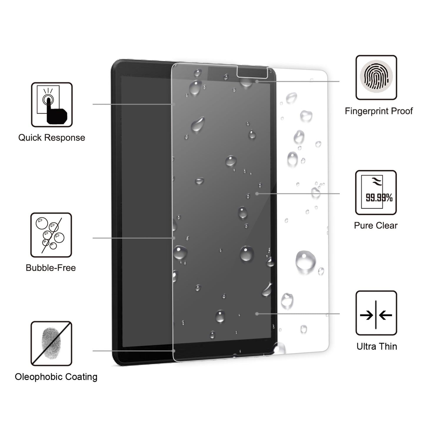 Tempered Glass Screen Protector Film Cover for Lenovo Tab M7 (2nd Gen) TB-7305F / (3rd Gen)