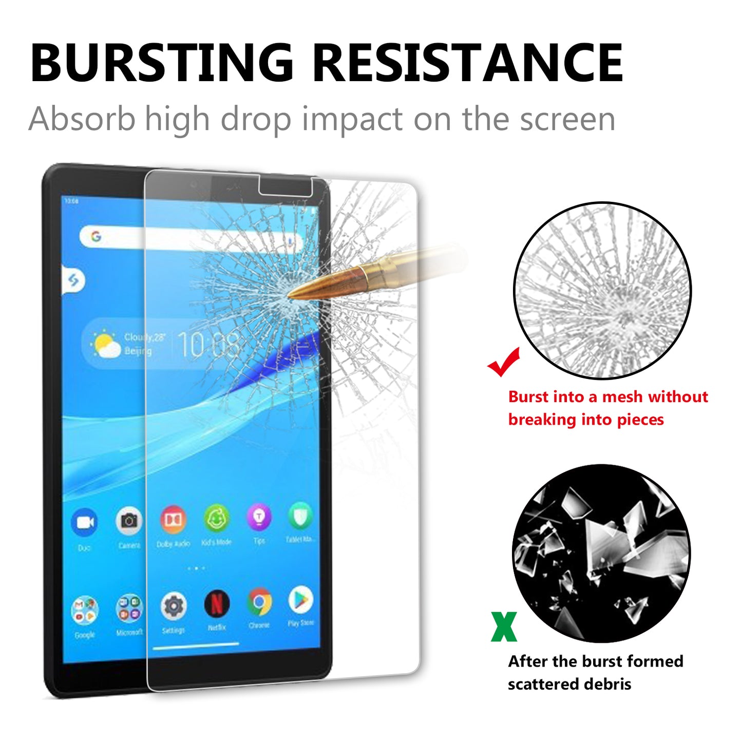 Tempered Glass Screen Protector Film Cover for Lenovo Tab M7 (2nd Gen) TB-7305F / (3rd Gen)