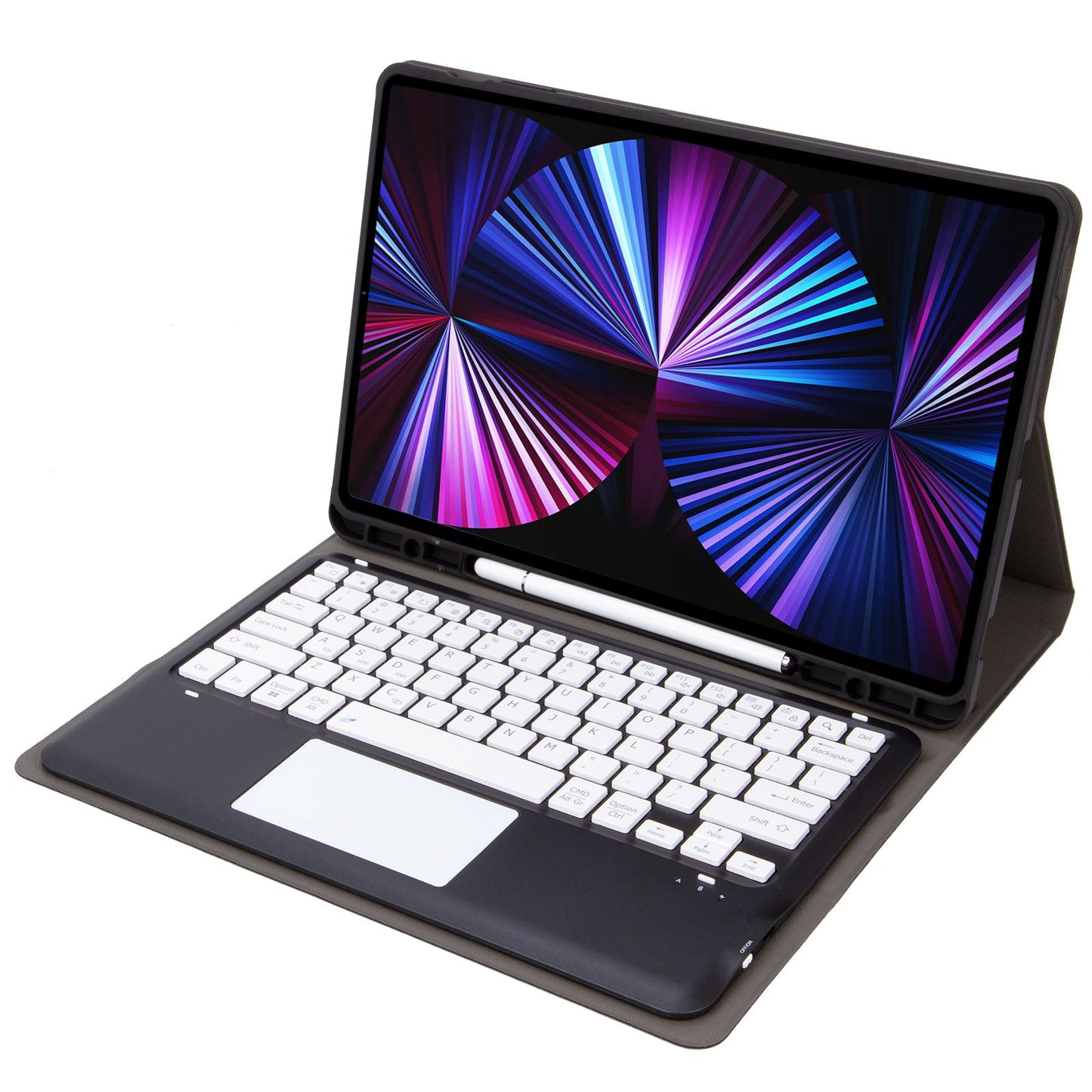 T12B-A For iPad Pro 12.9-inch (2018)/(2020)/(2021) Detachable Bluetooth Keyboard Case with TouchPad Anti-drop Protective Cover Adjustable Stand Leather Case