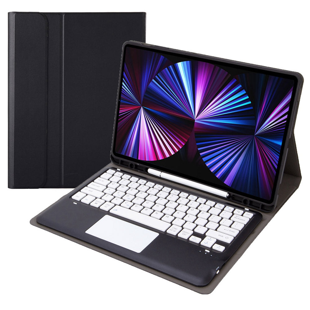 T12B-A For iPad Pro 12.9-inch (2018)/(2020)/(2021) Detachable Bluetooth Keyboard Case with TouchPad Anti-drop Protective Cover Adjustable Stand Leather Case