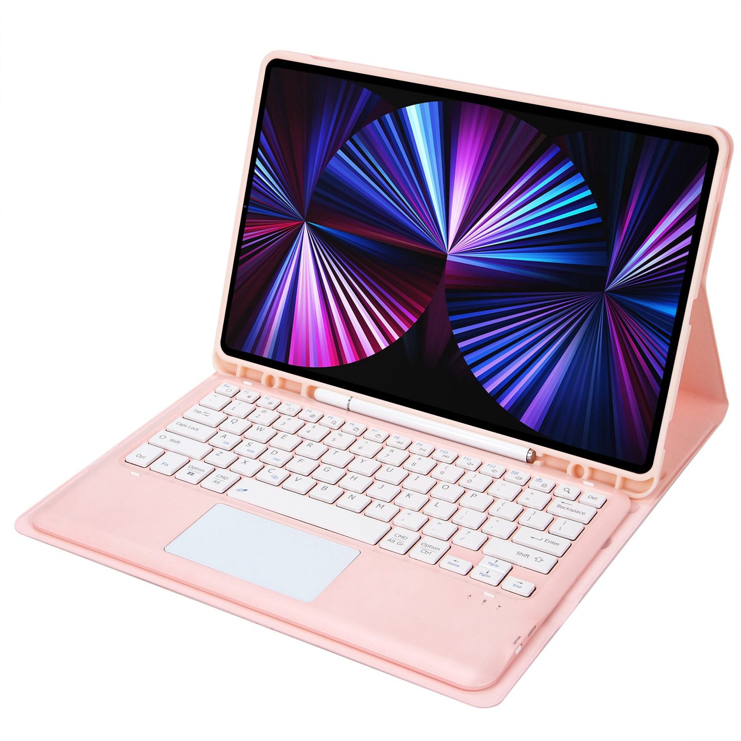 T12B-A For iPad Pro 12.9-inch (2018)/(2020)/(2021) Detachable Bluetooth Keyboard Case with TouchPad Anti-drop Protective Cover Adjustable Stand Leather Case