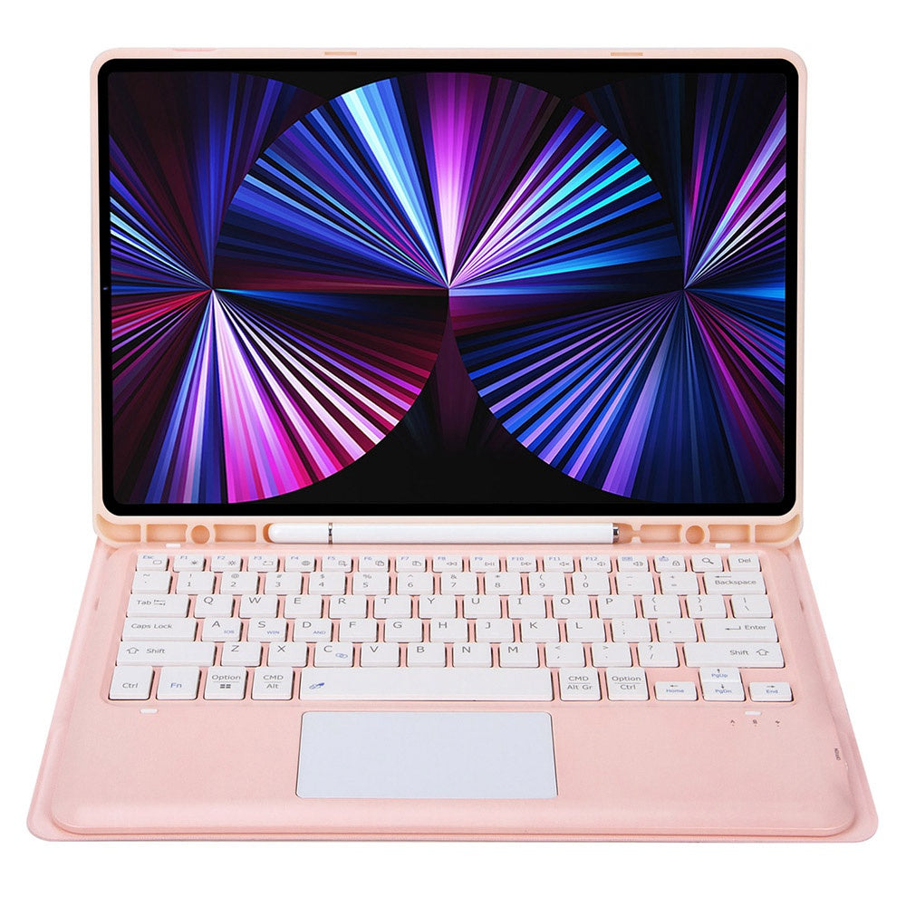 T12B-A For iPad Pro 12.9-inch (2018)/(2020)/(2021) Detachable Bluetooth Keyboard Case with TouchPad Anti-drop Protective Cover Adjustable Stand Leather Case