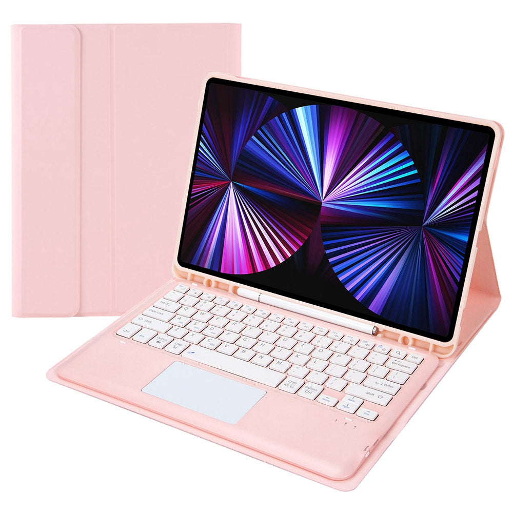 T12B-A For iPad Pro 12.9-inch (2018)/(2020)/(2021) Detachable Bluetooth Keyboard Case with TouchPad Anti-drop Protective Cover Adjustable Stand Leather Case