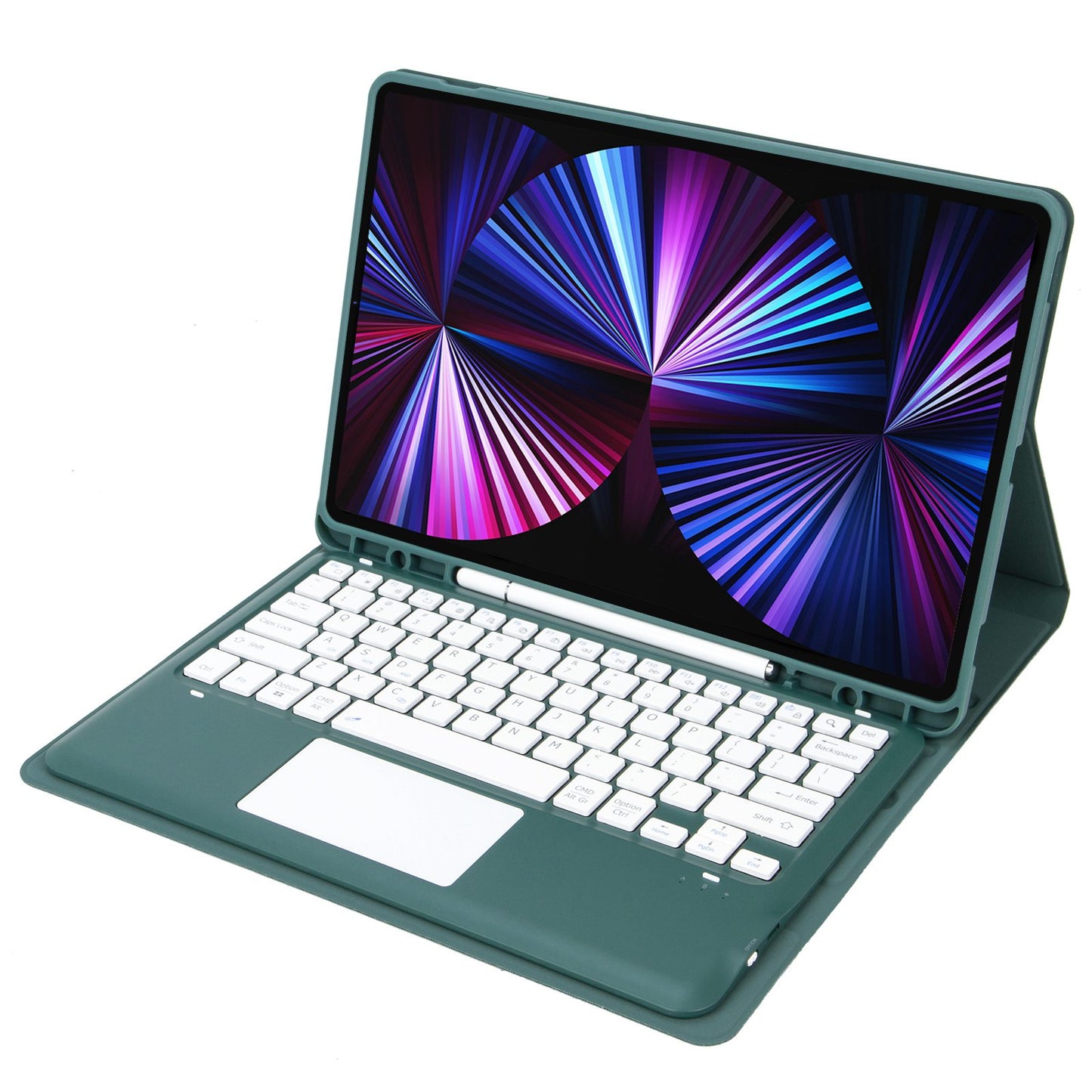 T12B-A For iPad Pro 12.9-inch (2018)/(2020)/(2021) Detachable Bluetooth Keyboard Case with TouchPad Anti-drop Protective Cover Adjustable Stand Leather Case