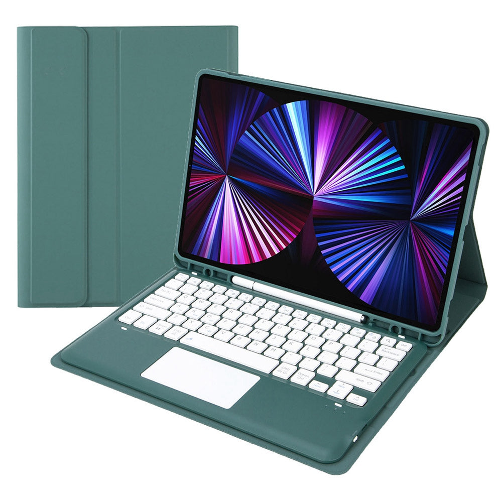 T12B-A For iPad Pro 12.9-inch (2018)/(2020)/(2021) Detachable Bluetooth Keyboard Case with TouchPad Anti-drop Protective Cover Adjustable Stand Leather Case