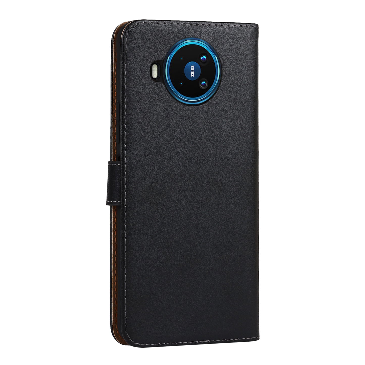 Genuine Leather Phone Protector Dual-Sided Magnetic Clasp Anti-Drop Wallet Card Slot Stand Phone Case for Nokia 8.3 5G