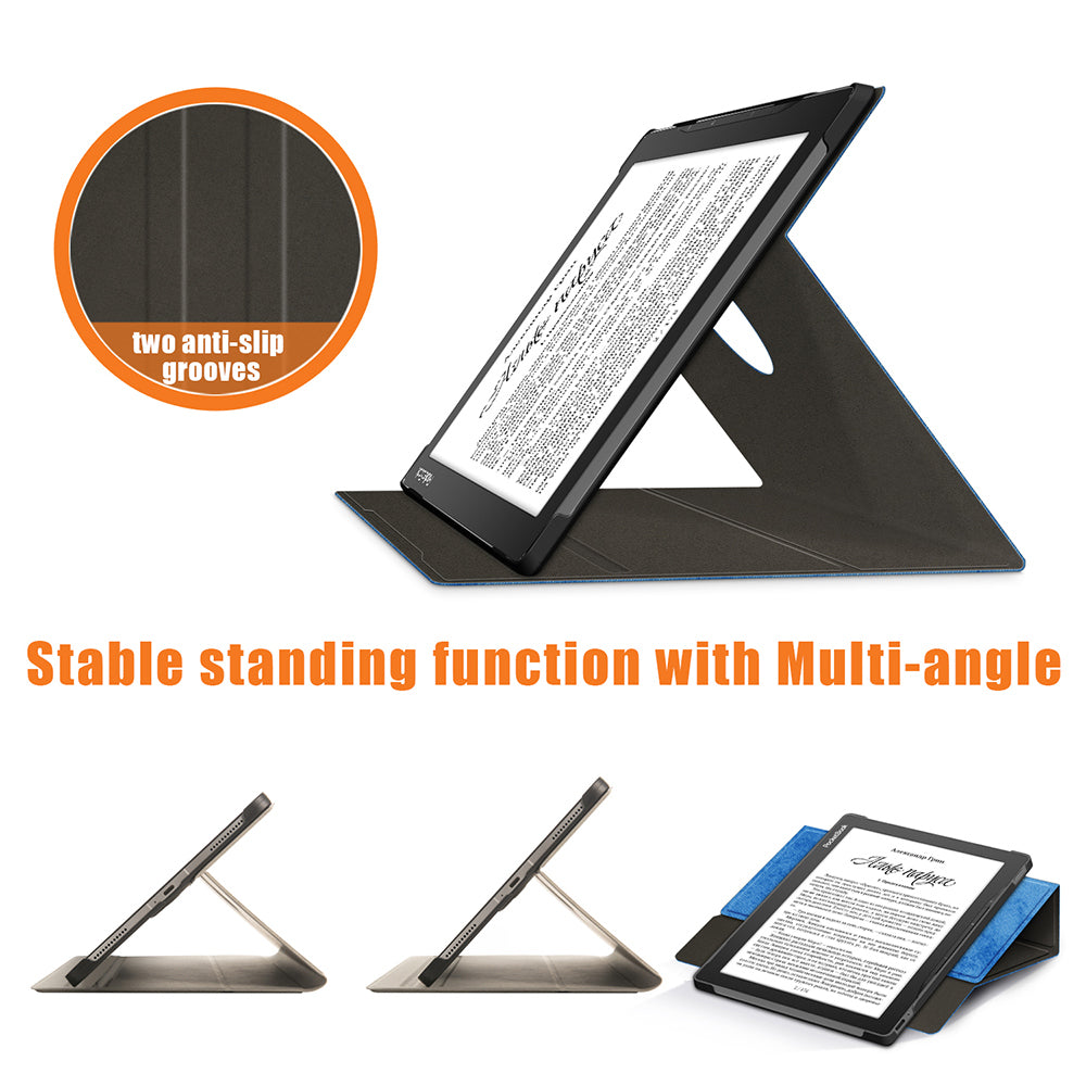 For PocketBook InkPad Lite PB970 Rotary Kickstand Pen Holder Case Dual-Angle Anti-Scratch Textured Surface Cover