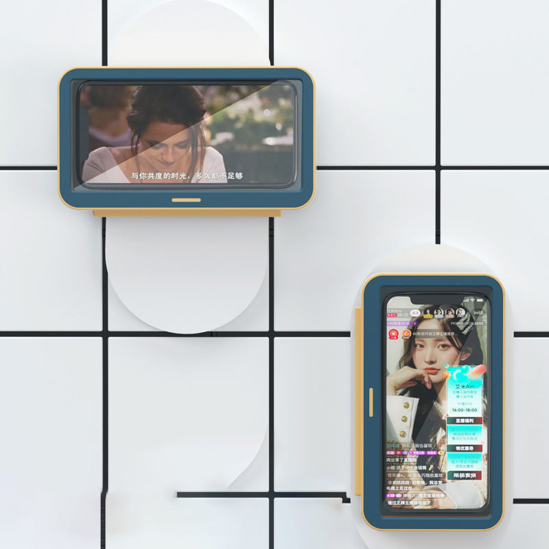 YJ-888 Shower Phone Holder for Bathroom Waterproof Case Wall Mount Phone Shelf with Touch Screen Anti-Fog Mobile Phone Holder Self Adhesive Storage Box