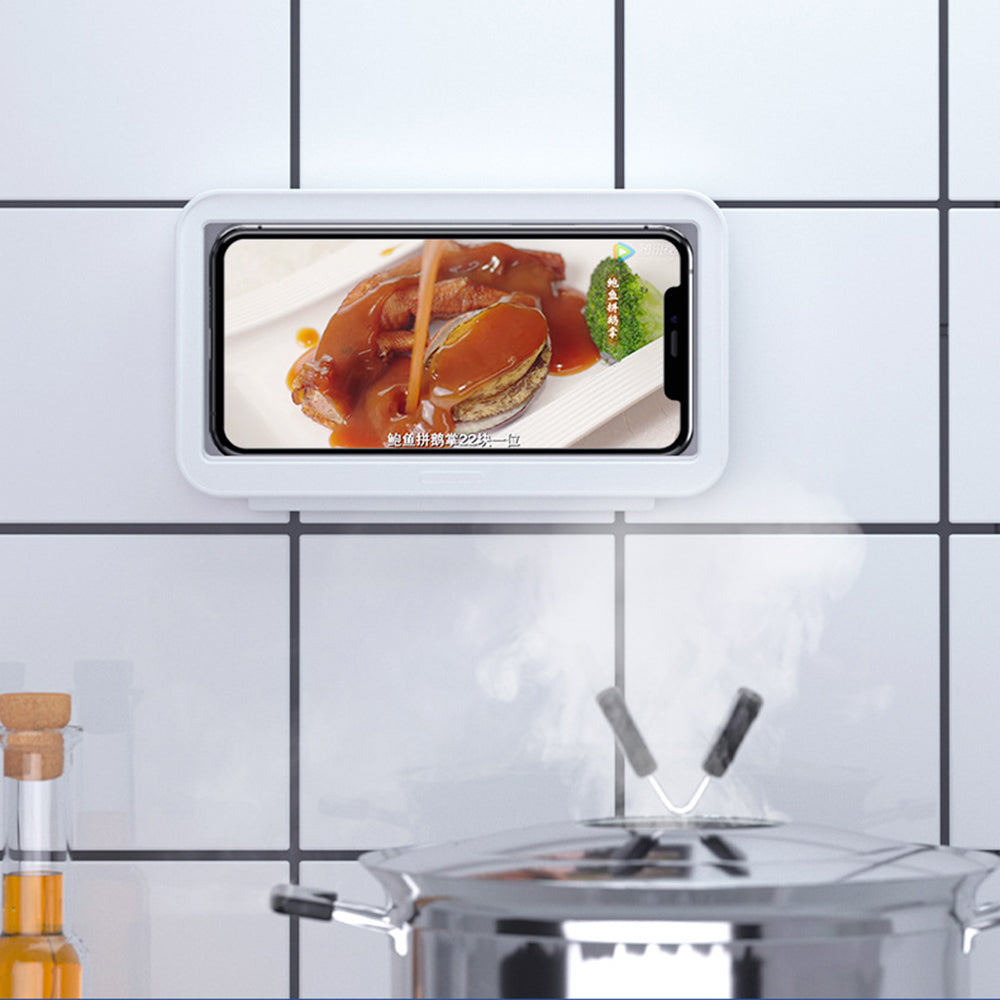 YJ-888 Shower Phone Holder for Bathroom Waterproof Case Wall Mount Phone Shelf with Touch Screen Anti-Fog Mobile Phone Holder Self Adhesive Storage Box