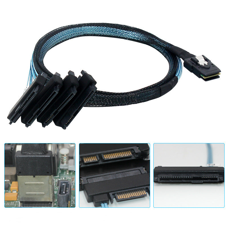 0.5m Mini SAS 36-Pin SFF-8087 to 4 SFF-8482 29-Pin+15-Pin Cable SATA Power Connector
