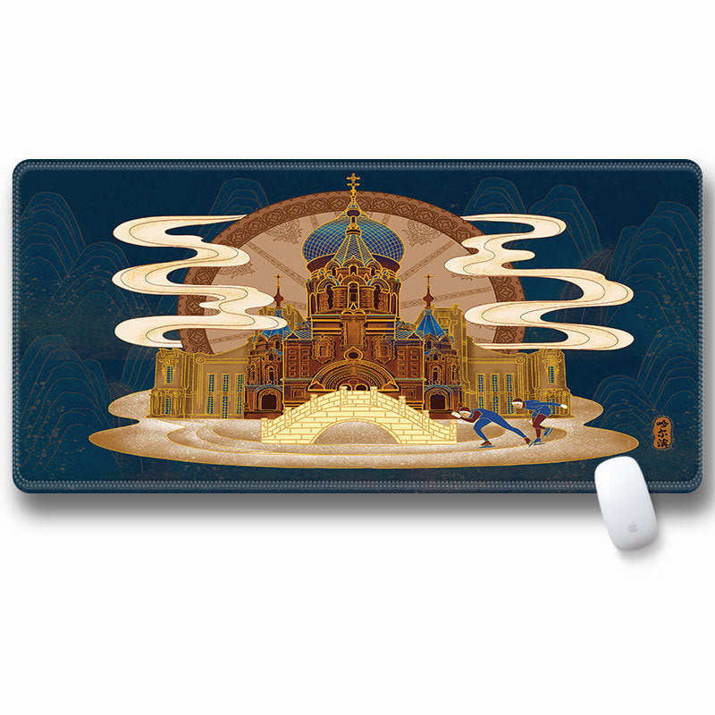 Computer Laptop Mouse Pad Chinoiserie Gaming Play Mat Office Desk Mat (Size: 300x600x2mm)