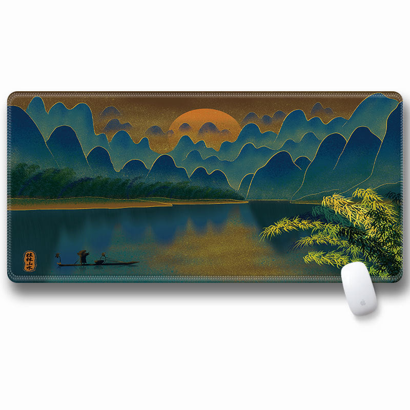 Computer Laptop Mouse Pad Chinoiserie Gaming Play Mat Office Desk Mat (Size: 300x600x2mm)