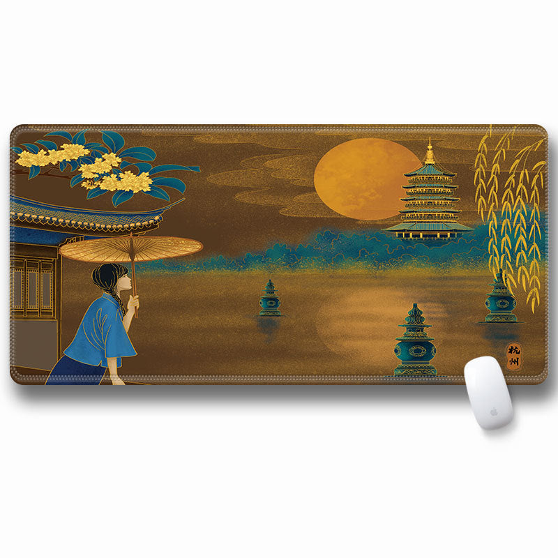 Computer Laptop Mouse Pad Chinoiserie Gaming Play Mat Office Desk Mat (Size: 300x600x2mm)