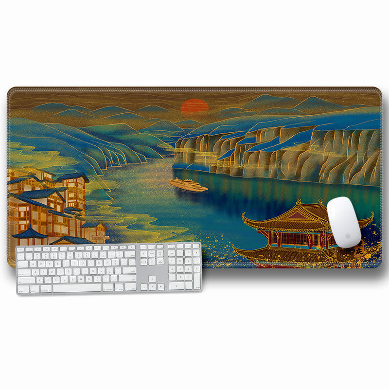 Computer Laptop Mouse Pad Chinoiserie Gaming Play Mat Office Desk Mat (Size: 300x600x2mm)