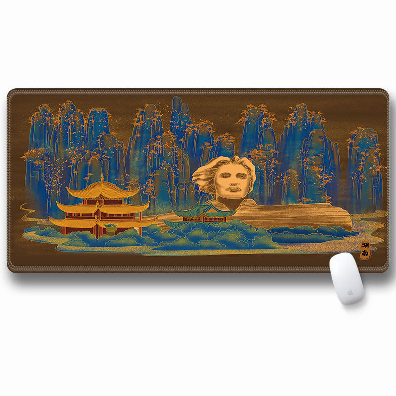Computer Laptop Mouse Pad Chinoiserie Gaming Play Mat Office Desk Mat (Size: 300x600x2mm)