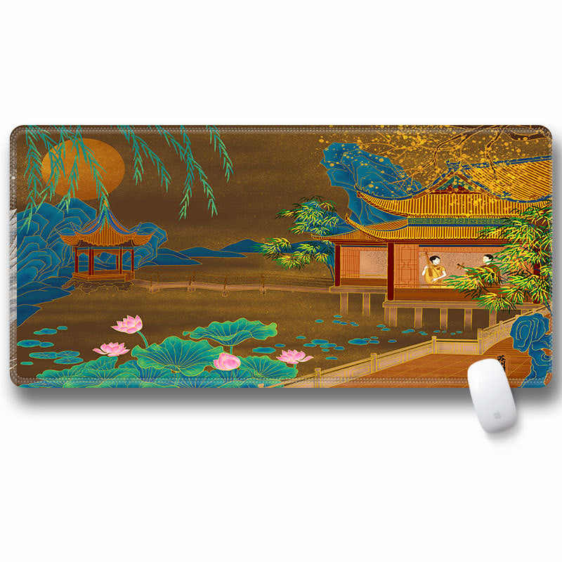 Computer Laptop Mouse Pad Chinoiserie Gaming Play Mat Office Desk Mat (Size: 300x600x2mm)