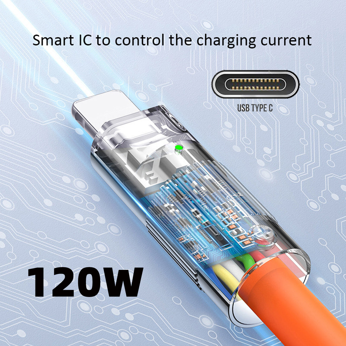 UC-003-0R-2.0M 2m USB Type C to USB-C 120W Fast Charge Cord Ultra Soft Liquid Silicone Data Cable