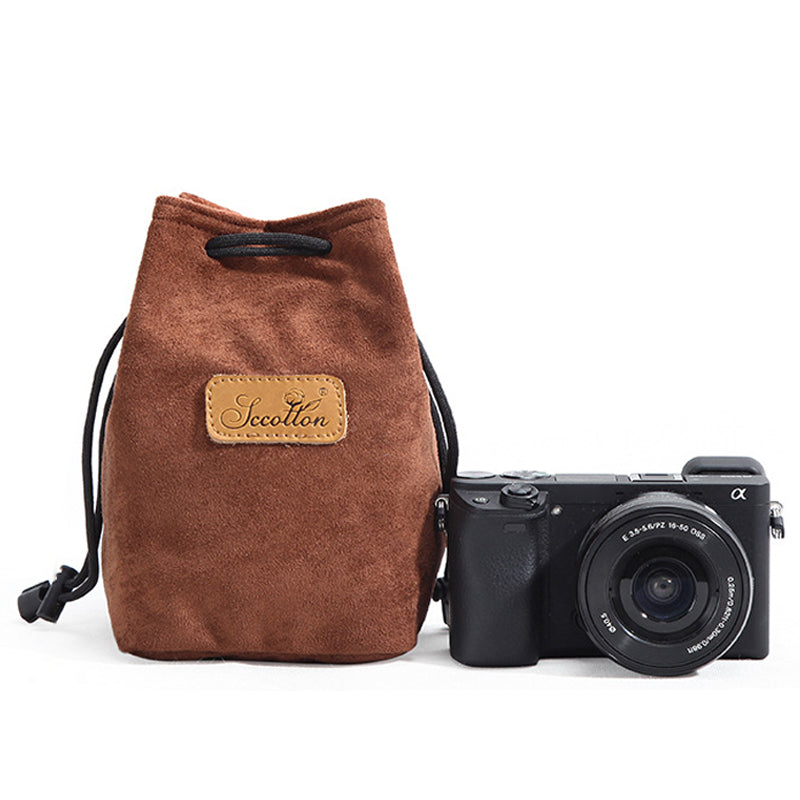 JCCOTTON FB-00001 for Canon Nikon DSLR Camera Bag Shockproof Drawstring Lens Carrying Bag, Square/Size S