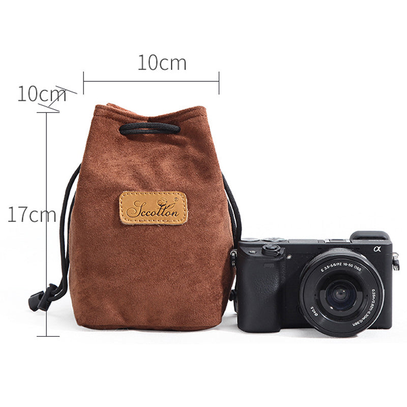 JCCOTTON FB-00001 for Canon Nikon DSLR Camera Bag Shockproof Drawstring Lens Carrying Bag, Square/Size S