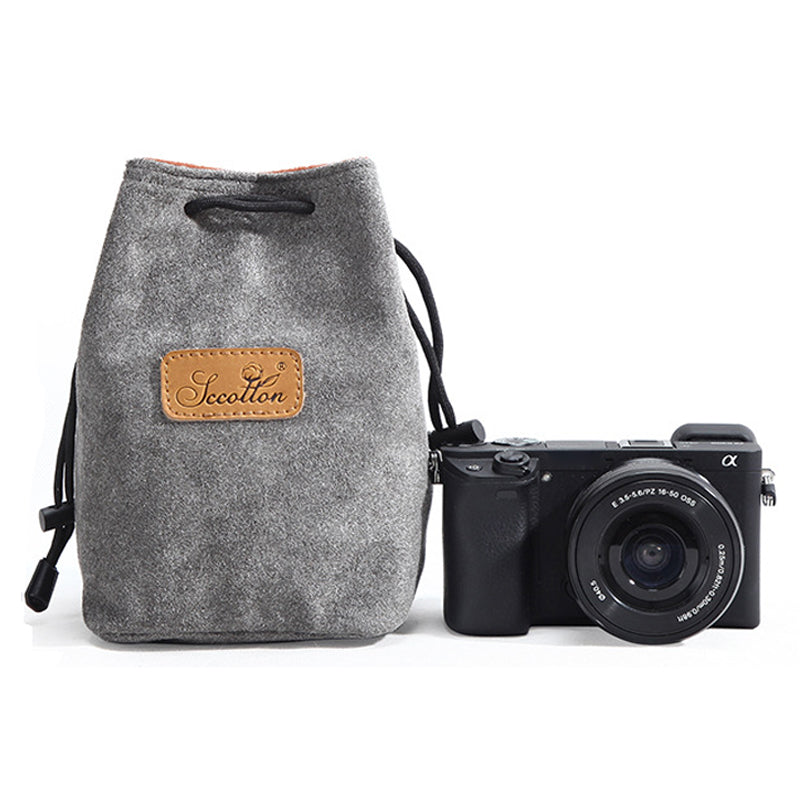 JCCOTTON FB-00001 for Canon Nikon DSLR Camera Bag Shockproof Drawstring Lens Carrying Bag, Square/Size S