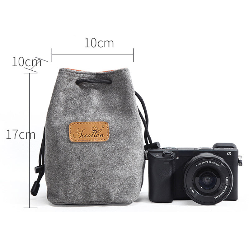 JCCOTTON FB-00001 for Canon Nikon DSLR Camera Bag Shockproof Drawstring Lens Carrying Bag, Square/Size S