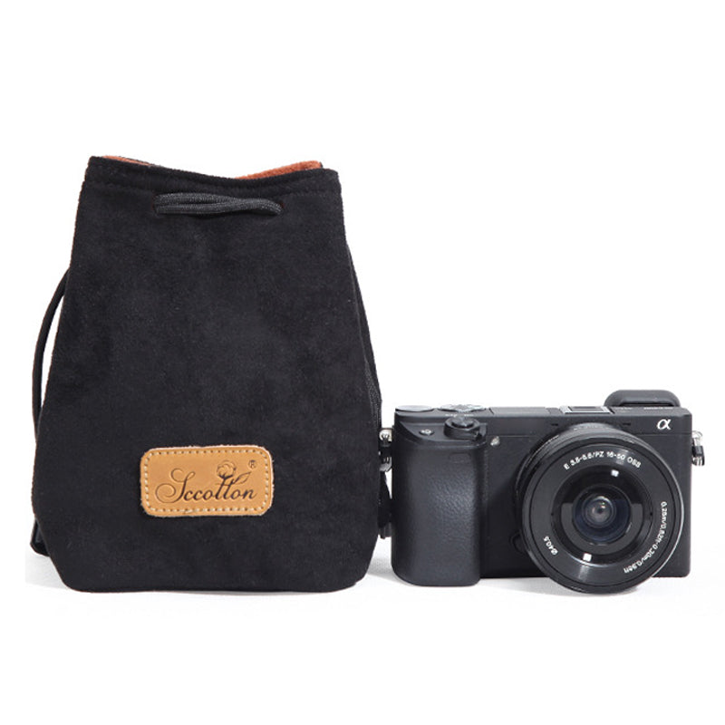 JCCOTTON FB-00001 for Canon Nikon DSLR Camera Bag Shockproof Drawstring Lens Carrying Bag, Square/Size S