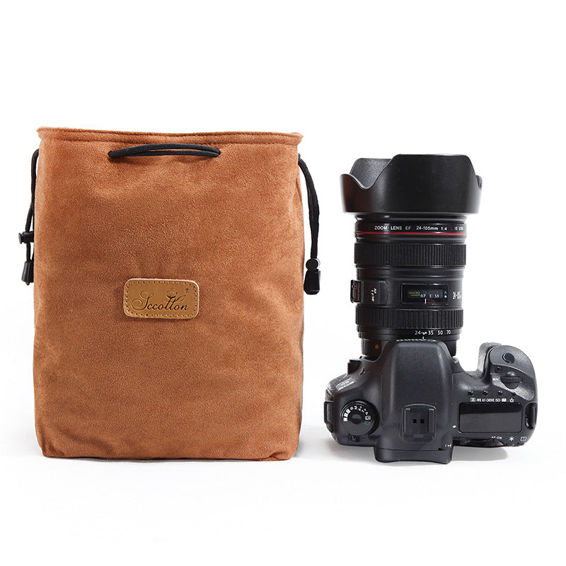 JCCOTTON FB-00001 for Canon Nikon DSLR Camera Bag Shockproof Drawstring Lens Carrying Bag, Square/Size S