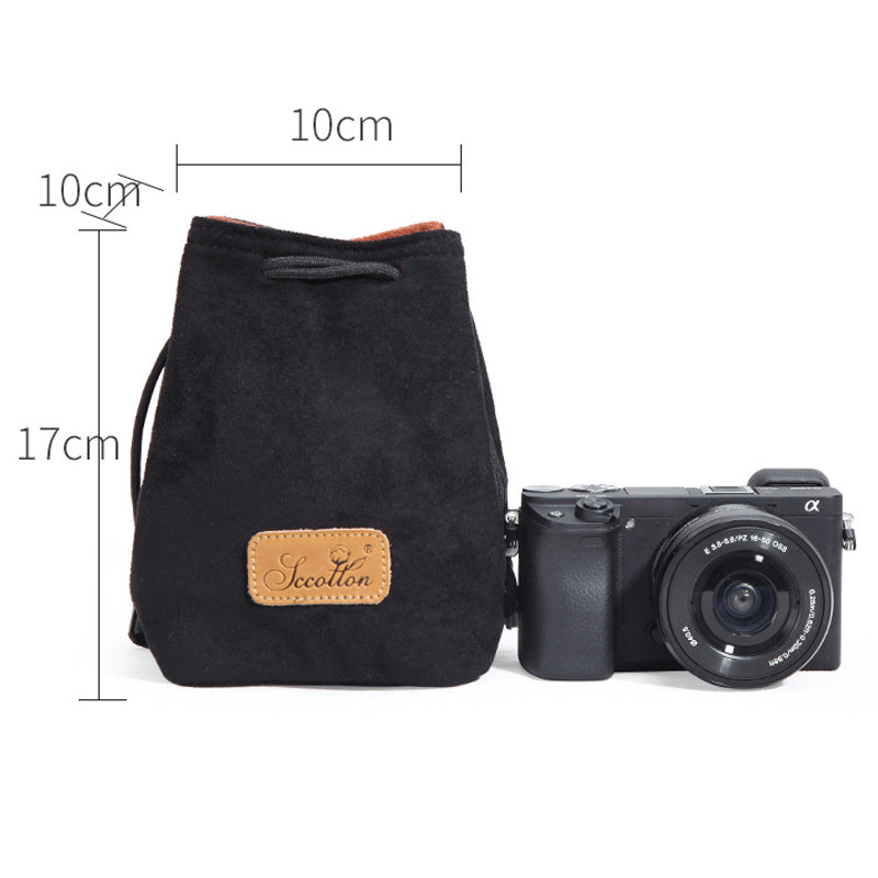 JCCOTTON FB-00001 for Canon Nikon DSLR Camera Bag Shockproof Drawstring Lens Carrying Bag, Square/Size S