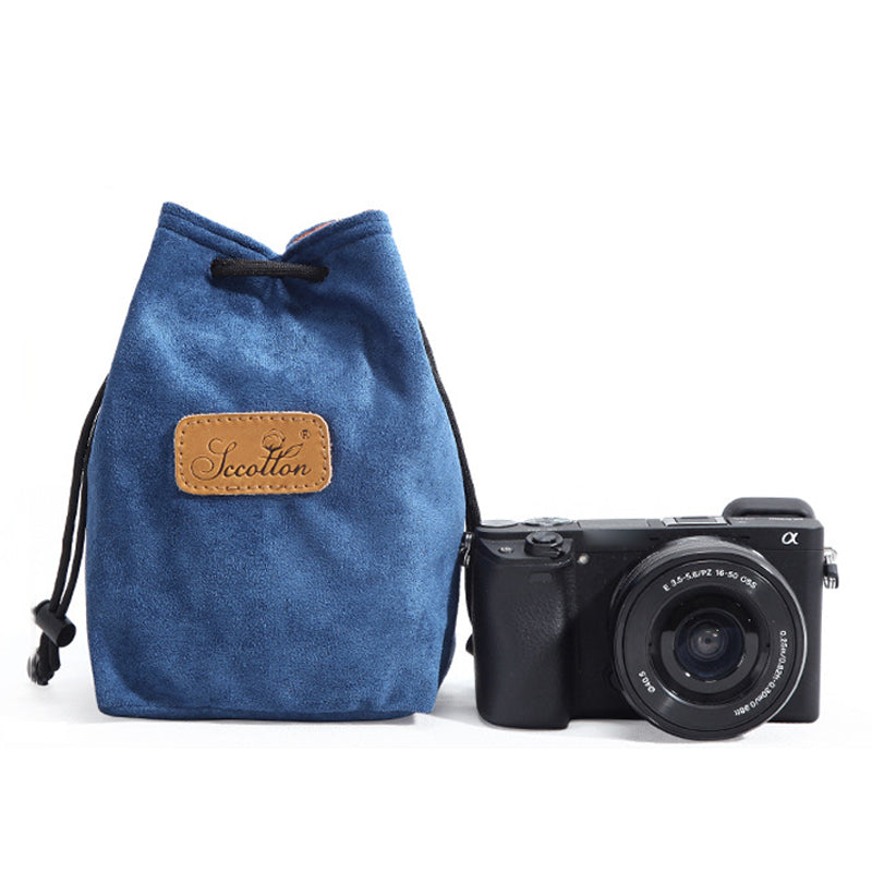 JCCOTTON FB-00001 for Canon Nikon DSLR Camera Bag Shockproof Drawstring Lens Carrying Bag, Square/Size S