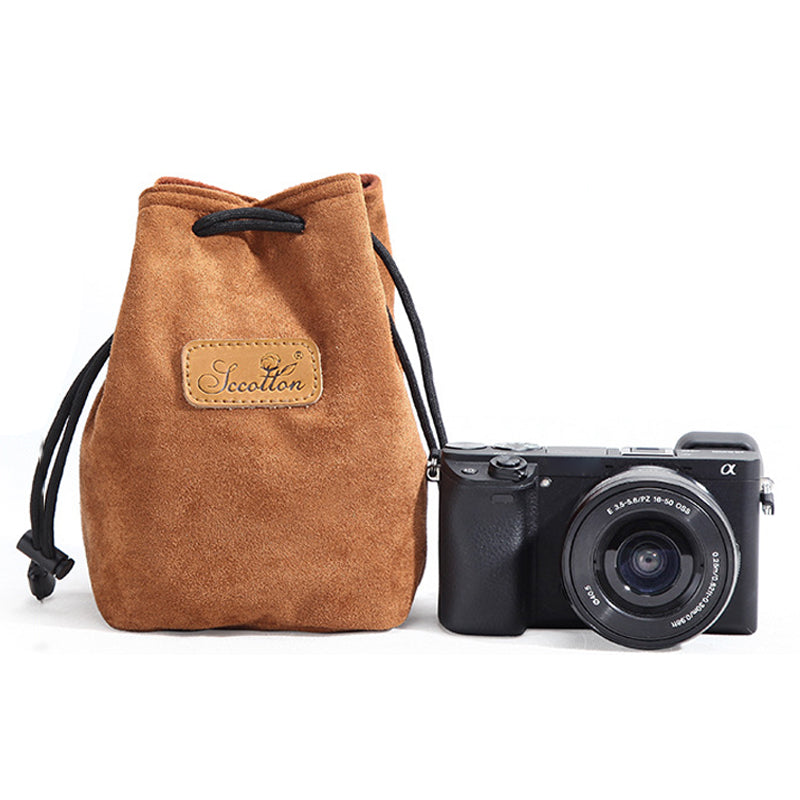 JCCOTTON FB-00001 for Canon Nikon DSLR Camera Bag Shockproof Drawstring Lens Carrying Bag, Square/Size S